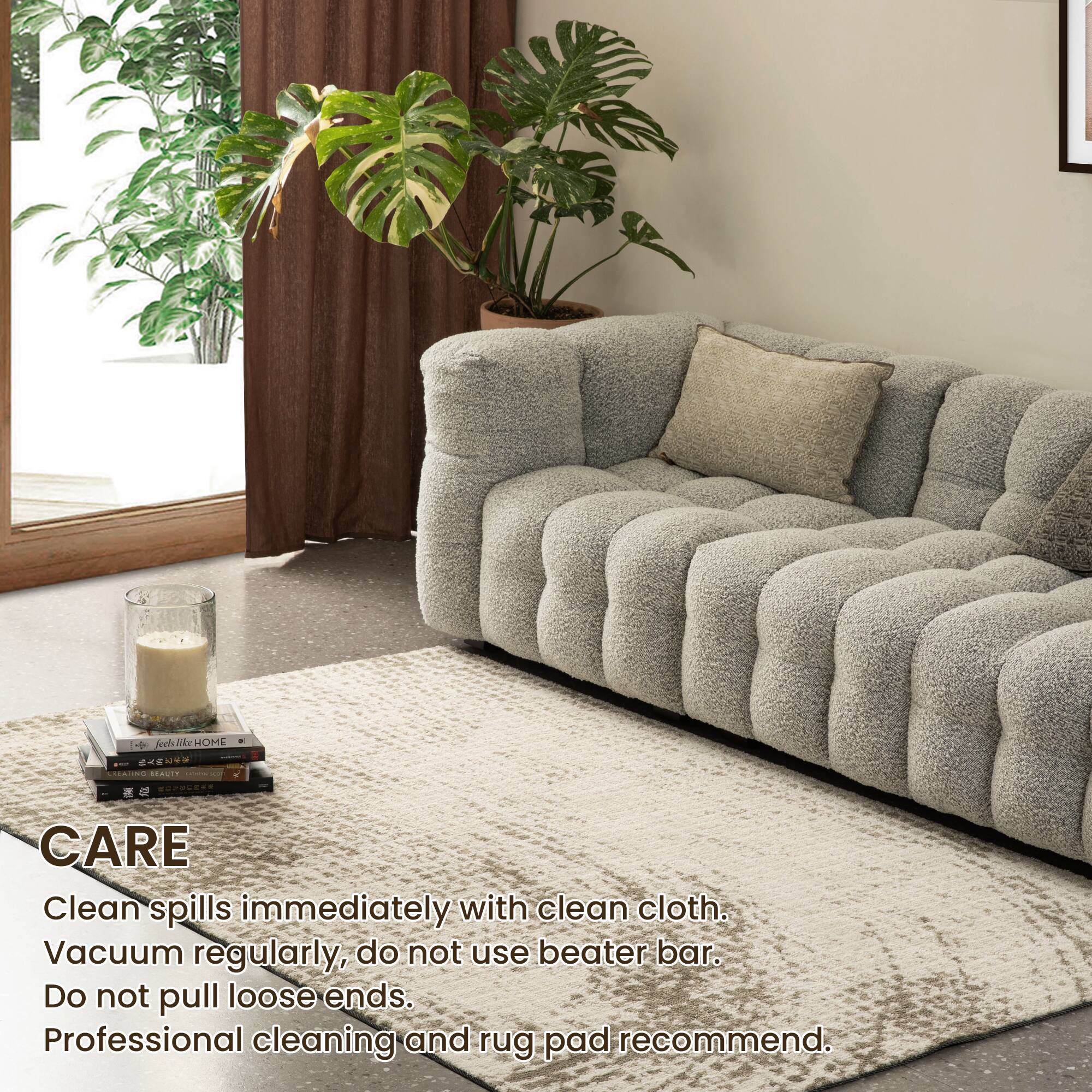 Glitzhome® 5ft. x 8ft. Ivory & Tan Abstract Area Rug